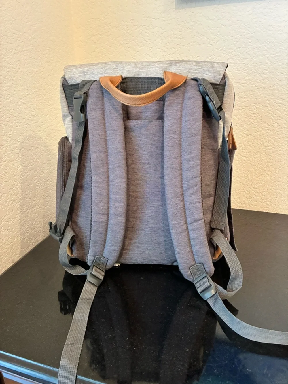 Eddie Bauer First Adventure Diaper Bag Backpack Gray/Tan Unisex Travel Bag
